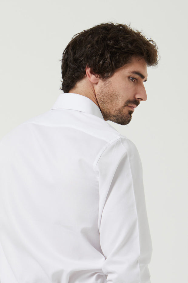 Camisa cuello italiano estructura blanco