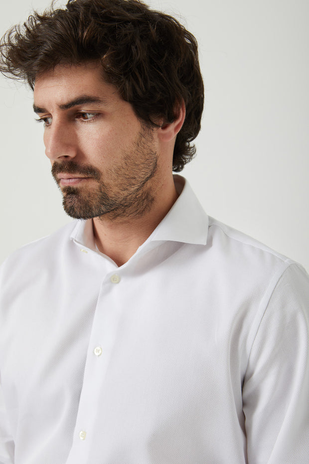 Camisa cuello italiano estructura blanco