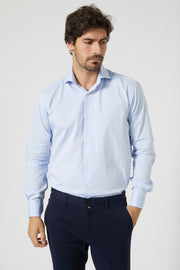 Camisa de traje lisa algodón azul